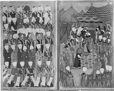 Sultan Ahmed III Distributing Money in Front of the Kiosk of Baghdad by Levni